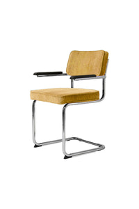 Brovst rib eetkamerstoel geel met armleuning