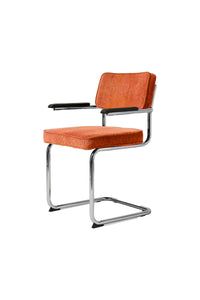 Brovst rib eetkamerstoel oranje met armleuning