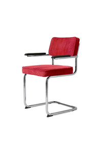 Brovst rib eetkamerstoel rood met armleuning