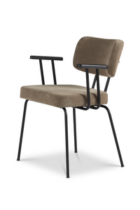 Dyyk eetstoel Ted met arm in stof Portofino brown