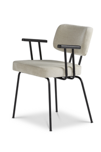 Dyyk eetstoel Ted met arm in stof Portofino naturel