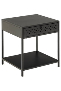 Nachtkastje Nexo in zwart metaal met lade