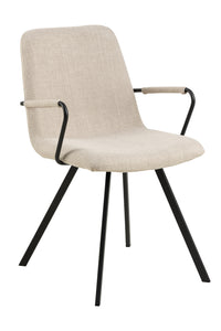 Eetstoel Hurup in beige stof en zwart buisframe