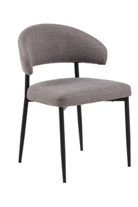 Eetkamerstoel Jegind met ronde rugleuning in grijs-bruine stof