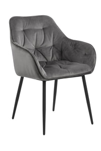 Eetkamerstoel Gjol in grijze velours stof en zwarte poten