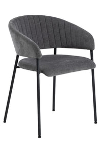 Eetstoel Hojer in grijze stof met zwart onderstel