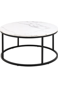 Salontafel Gedser met wit marmer print blad