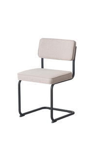 Brovst eetkamerstoel zwart buisframe beige stof