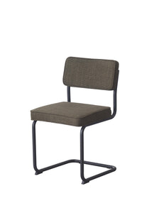 Brovst eetkamerstoel zwart buisframe olijf groene stof