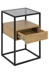 Bijzettafel Idom eiken met glasplaat