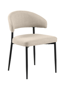 Eetkamerstoel Jegind met ronde rugleuning in beige stof