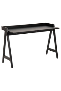 Bureau Harte in zwart hout met opstaande rand