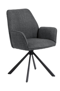 Draaibare eetstoel Hune in antraciet grijze stof