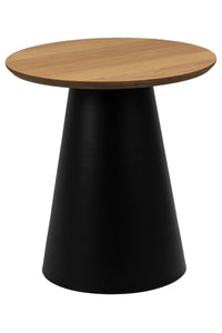 Bijzettafel Jerlev naturel eiken blad-zwart eiken poot Ø45 cm