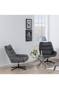 Draaifauteuil Grenaa in donker grijze velours stof