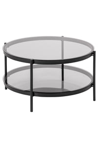 Salontafel Horreby met 2 smoke glasbladen ø79 cm