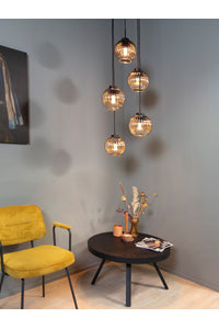 Hanglamp Perpignan met 5 smoke glazen bollen