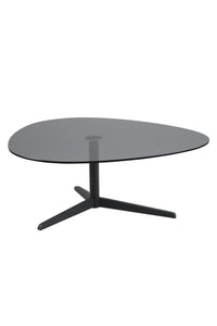 Felsted salontafel met eivormig zwart rookglas blad