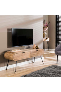 TV meubel Bernau in massief mango hout met 2 laden