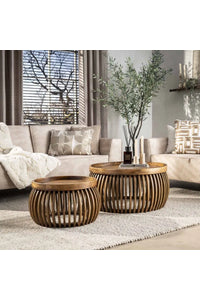 Salontafelset Calvi rond in mango hout