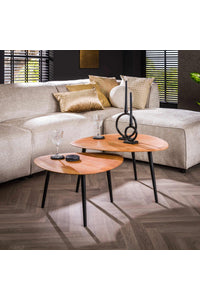 Driehoekige set salontafels Hungen in acacia hout