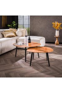Set van 2 salontafels Hallenberg in acacia hout
