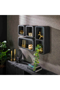 Set van 4 wandschappen Hersbruck in donker grijs acacia hout