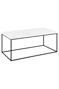 Salontafel Husum 110x55 cm met dik wit marmerlook blad