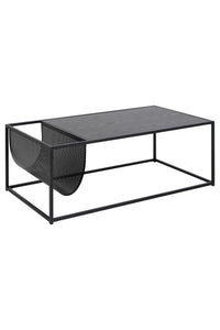 Salontafel Sabro zwart eiken blad met lectuurmand