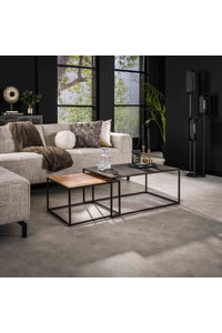 Salontafelset Harburg met acacia hout en leisteen bladen