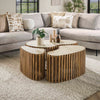 Salontafelset van 3 Carpi niervormig in mangohout met travertine blad