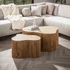 Salontafelset Carpi shamrock in mangohout met travertine blad