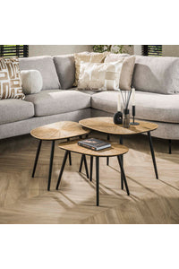 Salontafelset van 3 Atri vierhoekig in antiek goud
