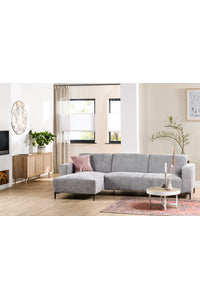 Bank Lyon met chaise lonque in grijze stof