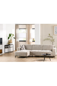 Bank Lyon met chaise lonque in taupe stof