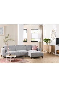 Bank Lyon met chaise lonque in grijze stof