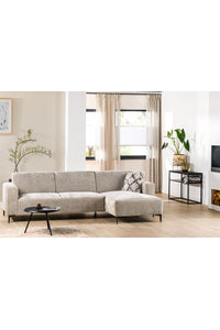 Bank Lyon met chaise lonque in taupe stof