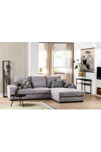 Bank Toulouse met chaise lonque in grijze ribstof