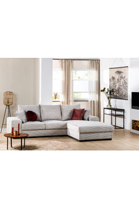 Bank Toulouse met chaise lonque in naturel ribstof