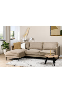 Bank Straatsburg met chaise lonque in bruin/taupe stof