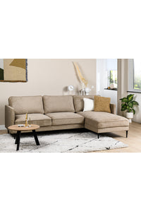 Bank Straatsburg met chaise lonque in bruin/taupe stof
