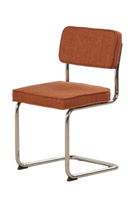 Rupert eetkamerstoel chroom buisframe terra roest stof