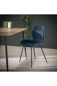 Stoel Aalen blauwe velours stof