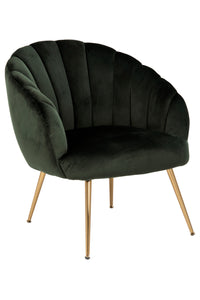 Fauteuil Haarby in luxe groene velours stof met goudkleurige poten