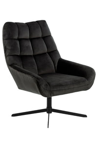 Draaifauteuil Grenaa in bruin/grijze velours stof