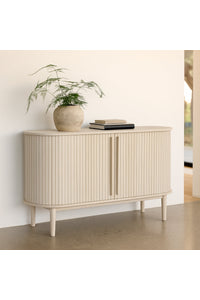Dressoir Meta 140 cm wit eiken met schuifdeuren