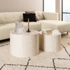 Salontafelset Hjarup rond in beige travertin look