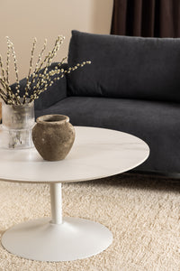 Salontafel Hjulby ø90 cm met wit keramiek blad