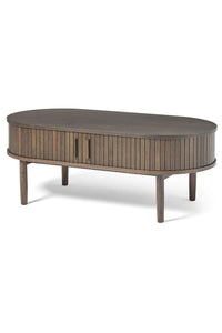 Salontafel Meta ovaal dark espresso oak met schuifdeuren