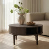 Salontafel Meta rond ø85 cm dark espresso oak met schuifdeuren